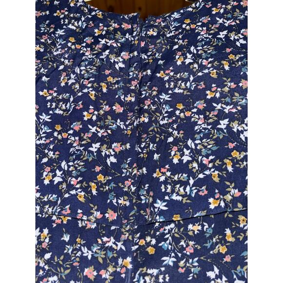 GUNNE SAX Womens Navy Blue Floral Long Prairie Cottage Short Sleeve Vtg Dress‎ - Picture 7 of 16